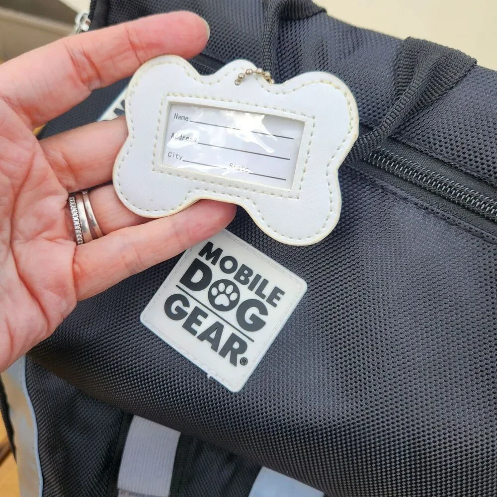 Mobile Dog Gear Weekender Drop Bottom Backpack Black Silver Refective Adj. Strap